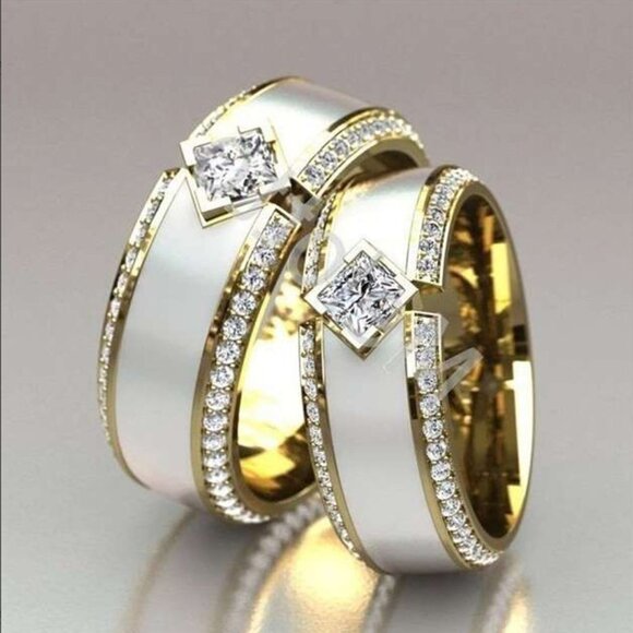 💞 Luxury Gems Macro Pave Eternity Princess Cut Zircon Ring for Women, PD405 - Picture 2 of 2